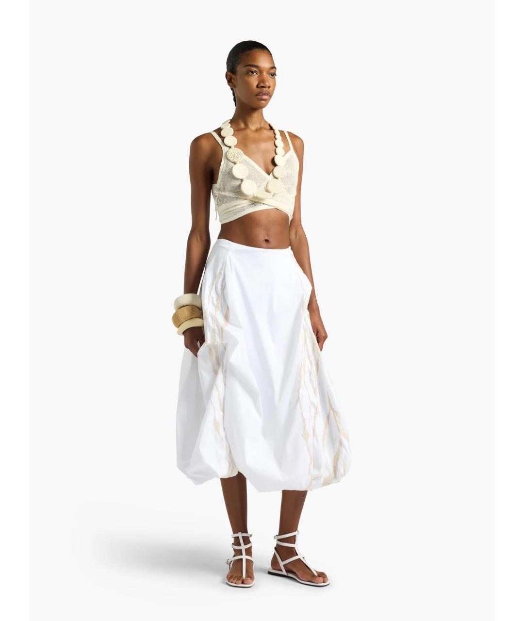 LIVIANA CONTI Белая хлопковая юбка миди, фото 2