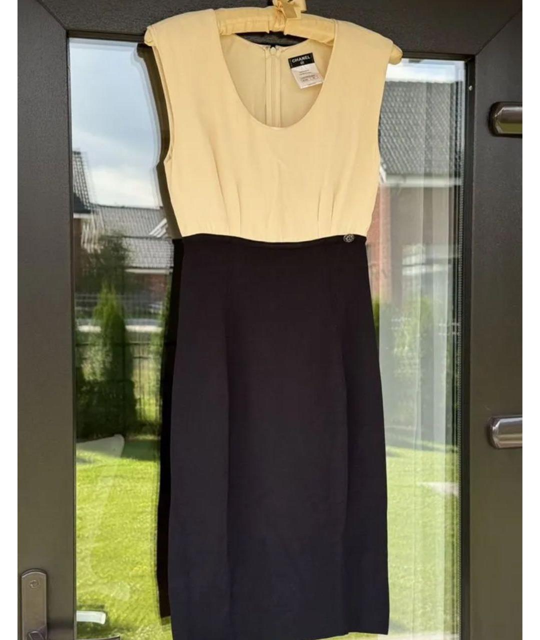 CHANEL Бежевое вискозное повседневное платье, фото 3