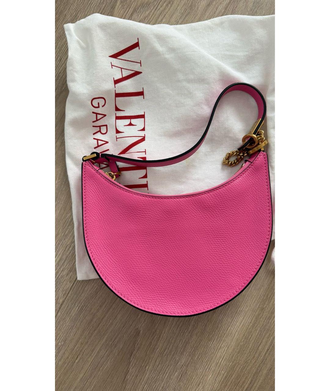 VALENTINO Фуксия кожаная сумка через плечо, фото 2