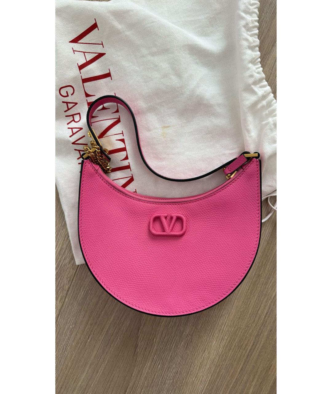 VALENTINO Фуксия кожаная сумка через плечо, фото 4