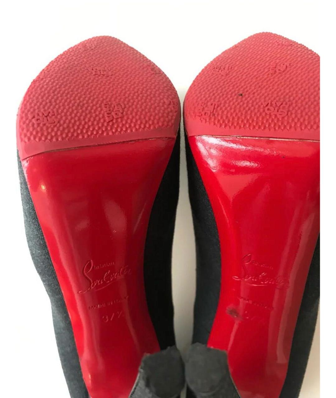 CHRISTIAN LOUBOUTIN Серые текстильные туфли, фото 6