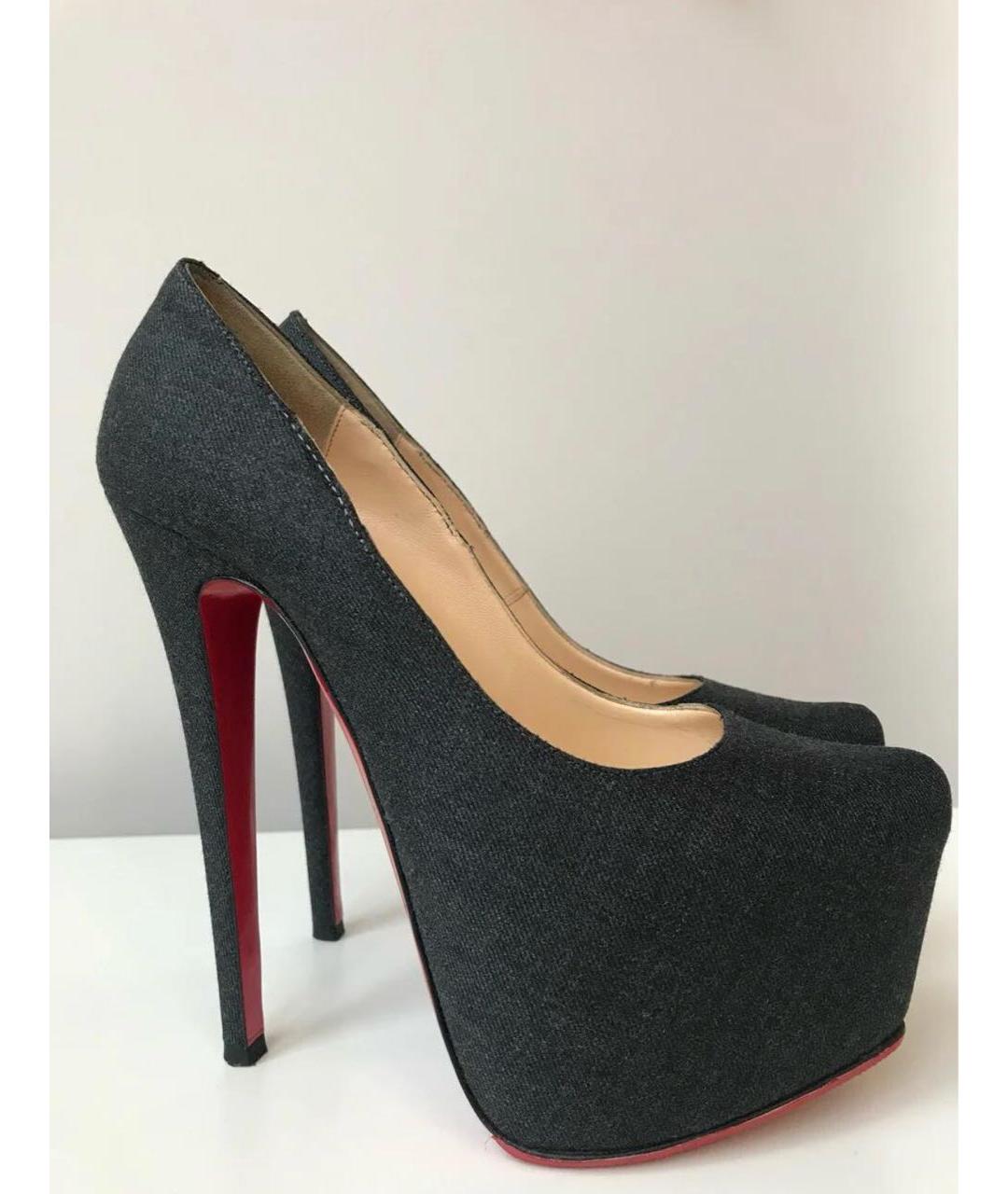 CHRISTIAN LOUBOUTIN Серые текстильные туфли, фото 8