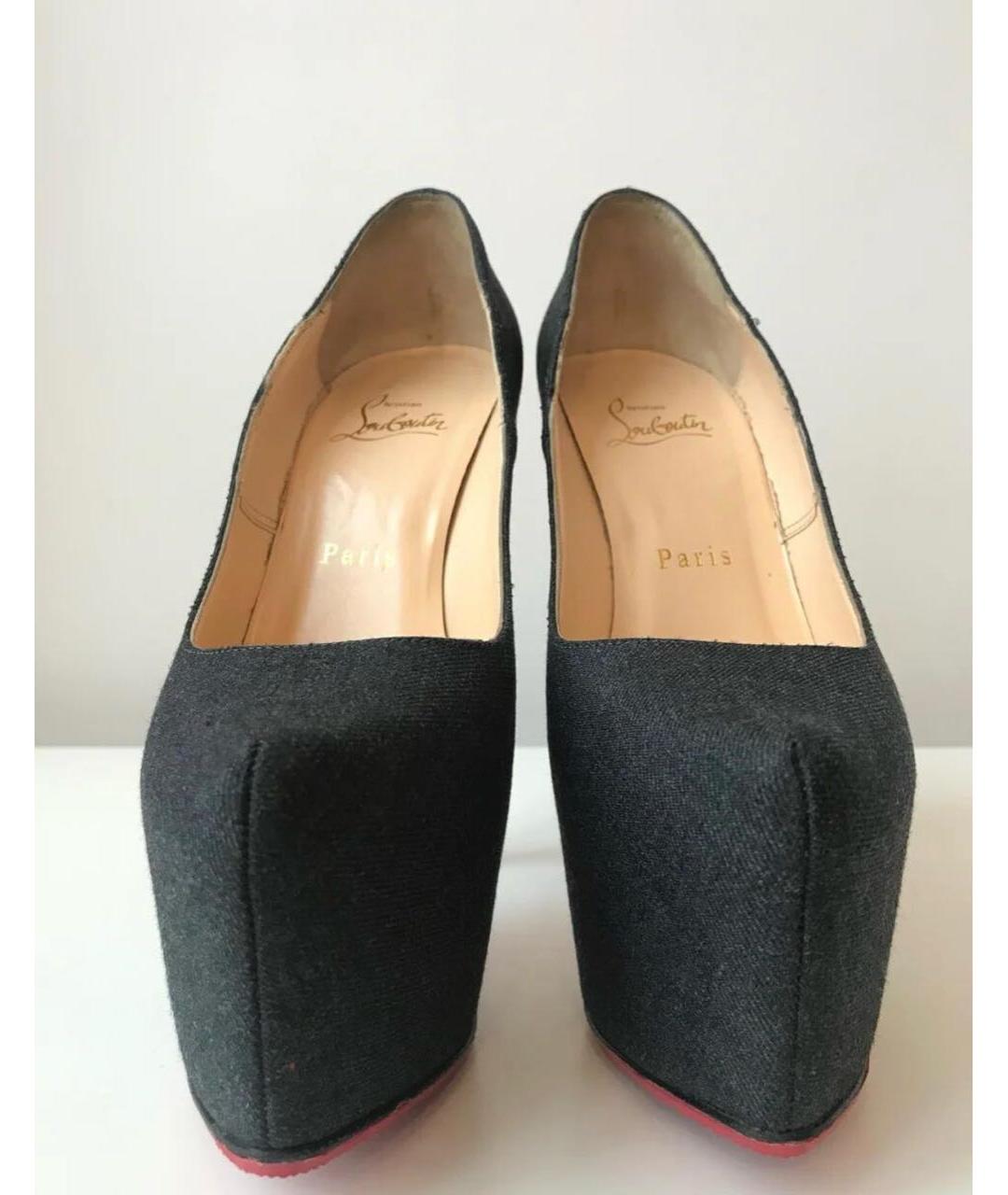 CHRISTIAN LOUBOUTIN Серые текстильные туфли, фото 3