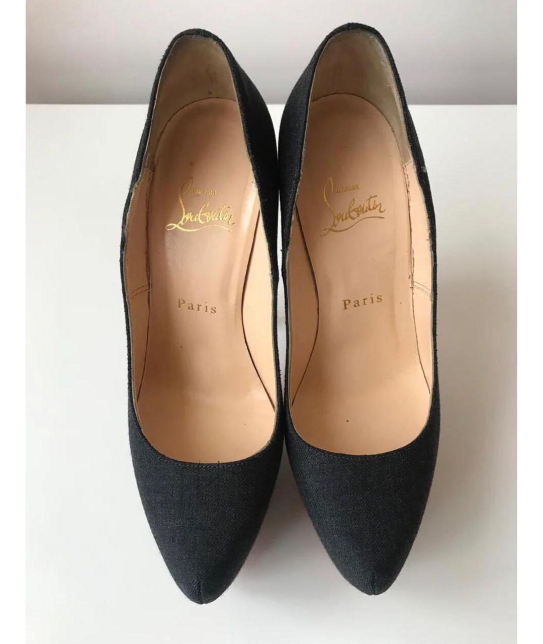 CHRISTIAN LOUBOUTIN Серые текстильные туфли, фото 4