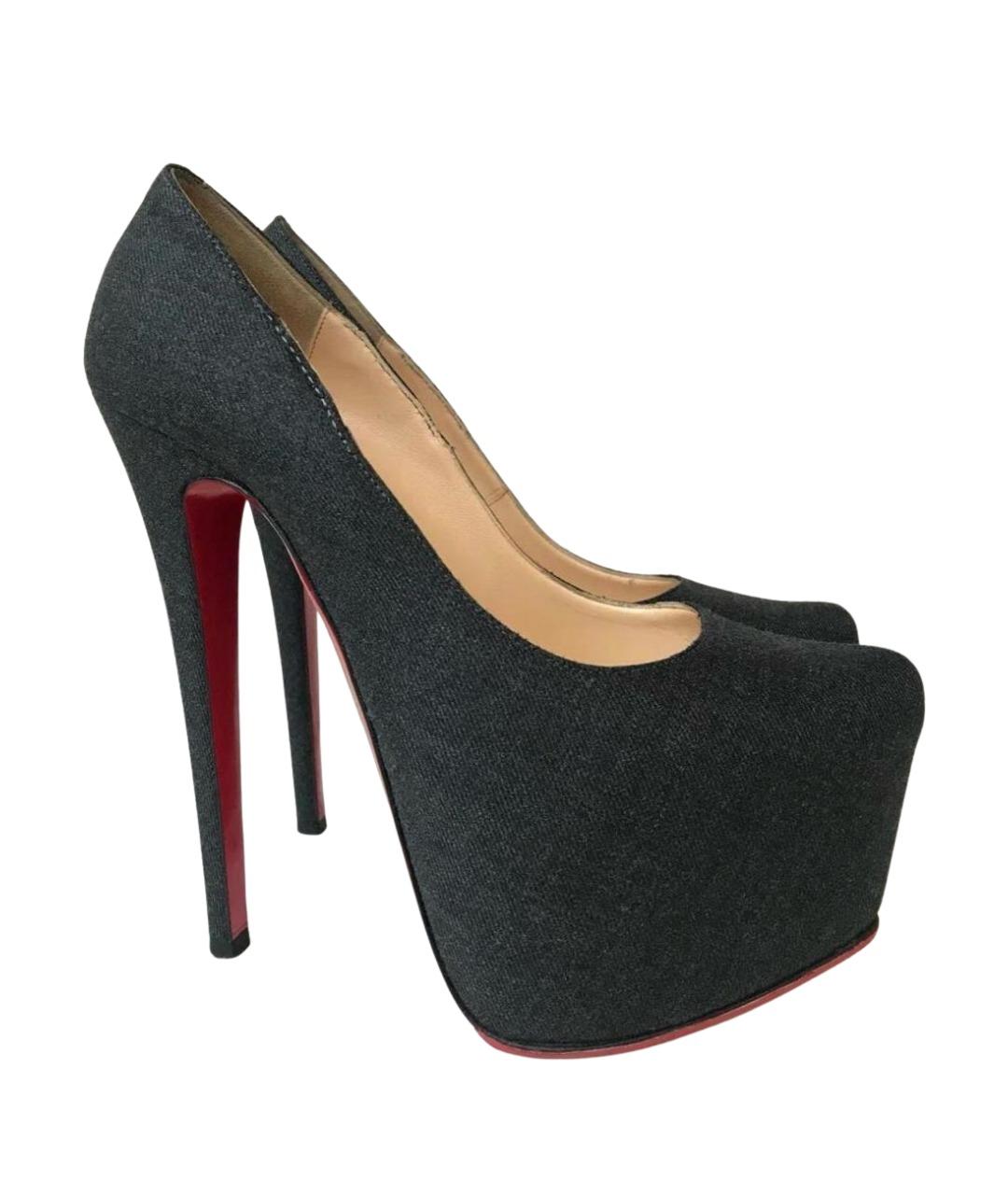 CHRISTIAN LOUBOUTIN Серые текстильные туфли, фото 1
