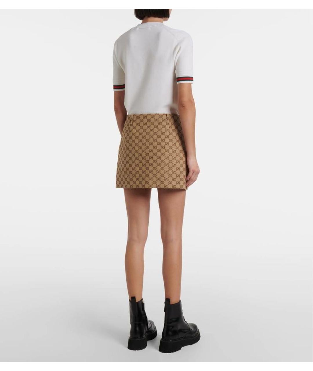 GUCCI Бежевая юбка мини, фото 3