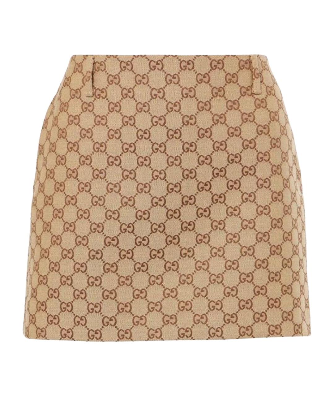 GUCCI Бежевая юбка мини, фото 1