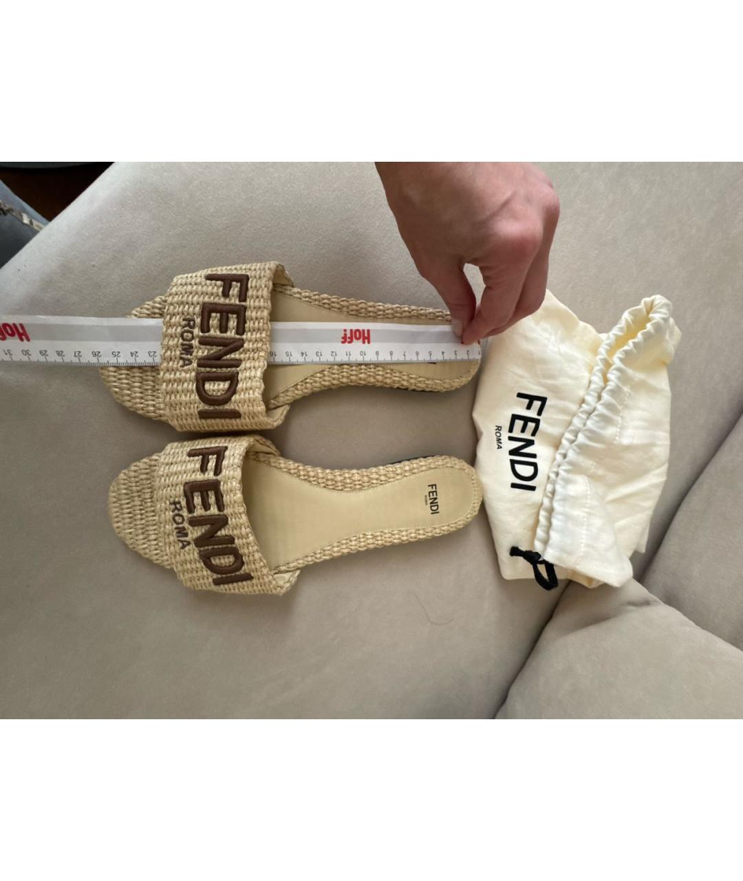 FENDI Бежевые шлепанцы, фото 3