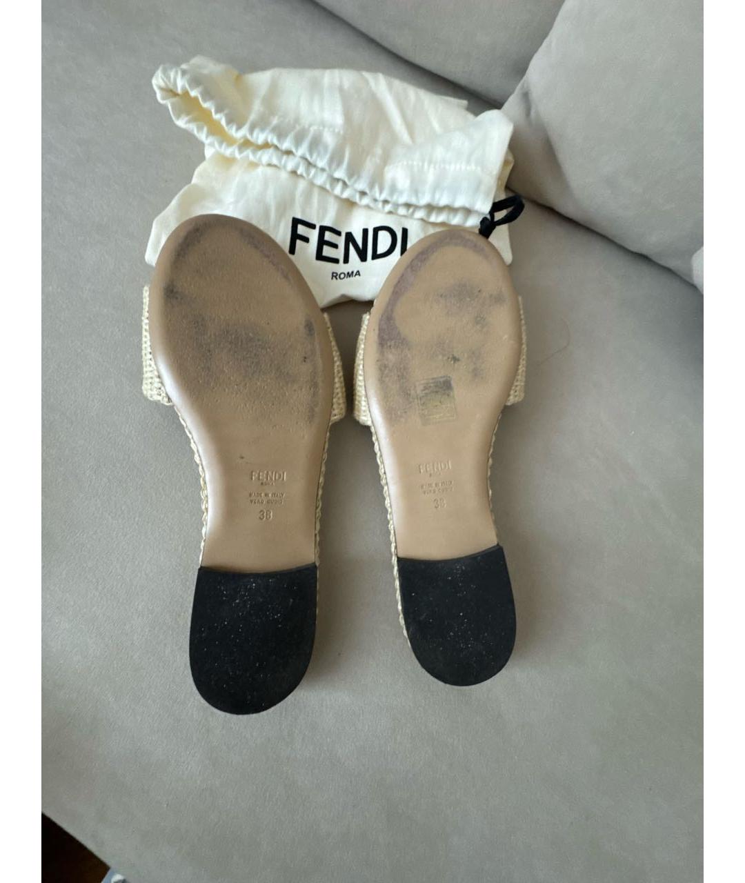 FENDI Бежевые шлепанцы, фото 6
