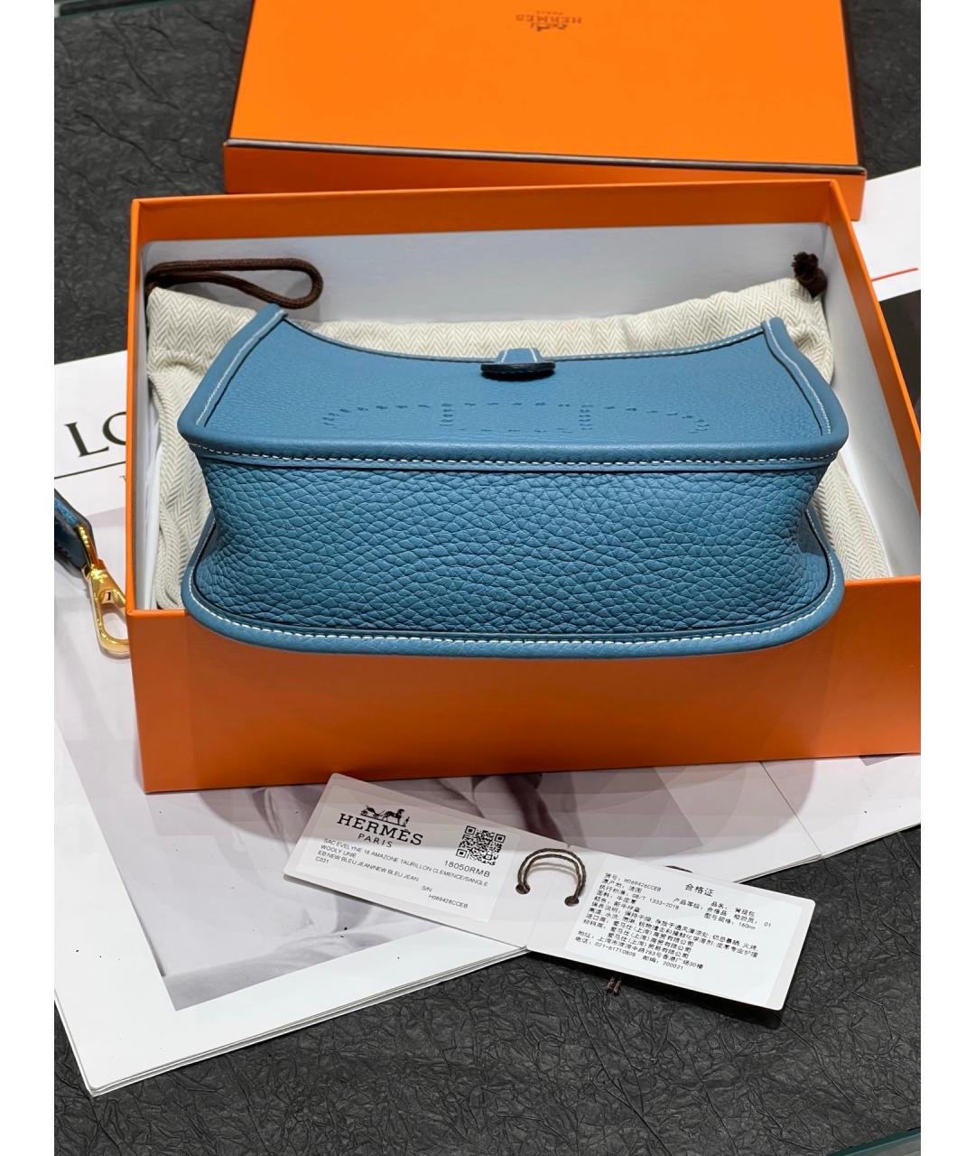HERMES Синяя кожаная сумка через плечо, фото 3
