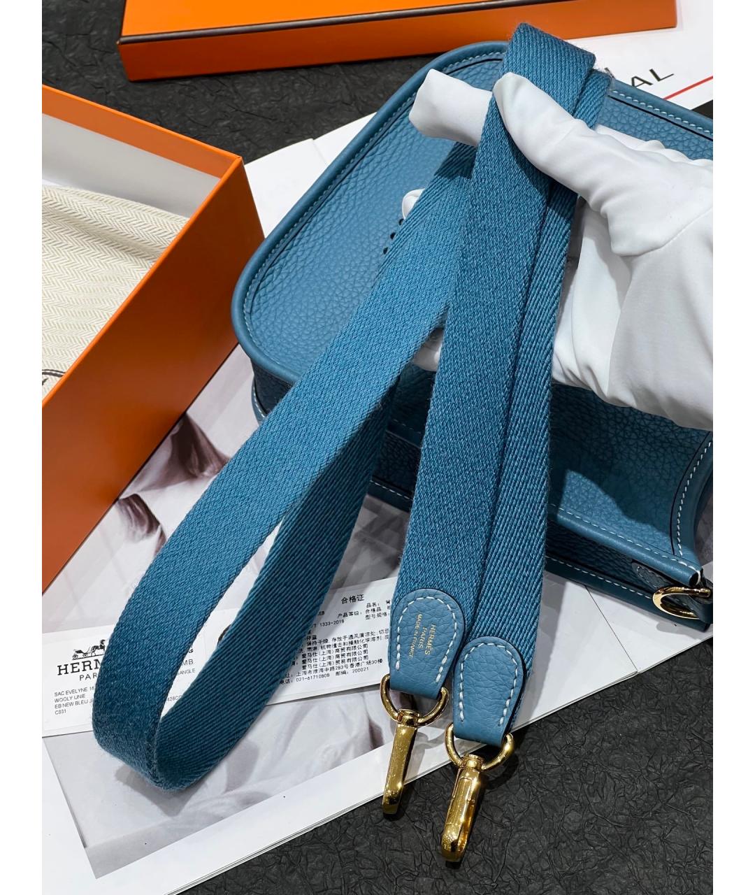 HERMES Синяя кожаная сумка через плечо, фото 4