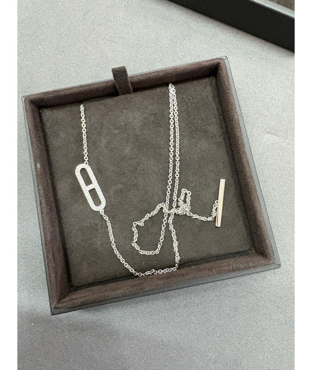 HERMES Серебряное колье из белого золота, фото 3