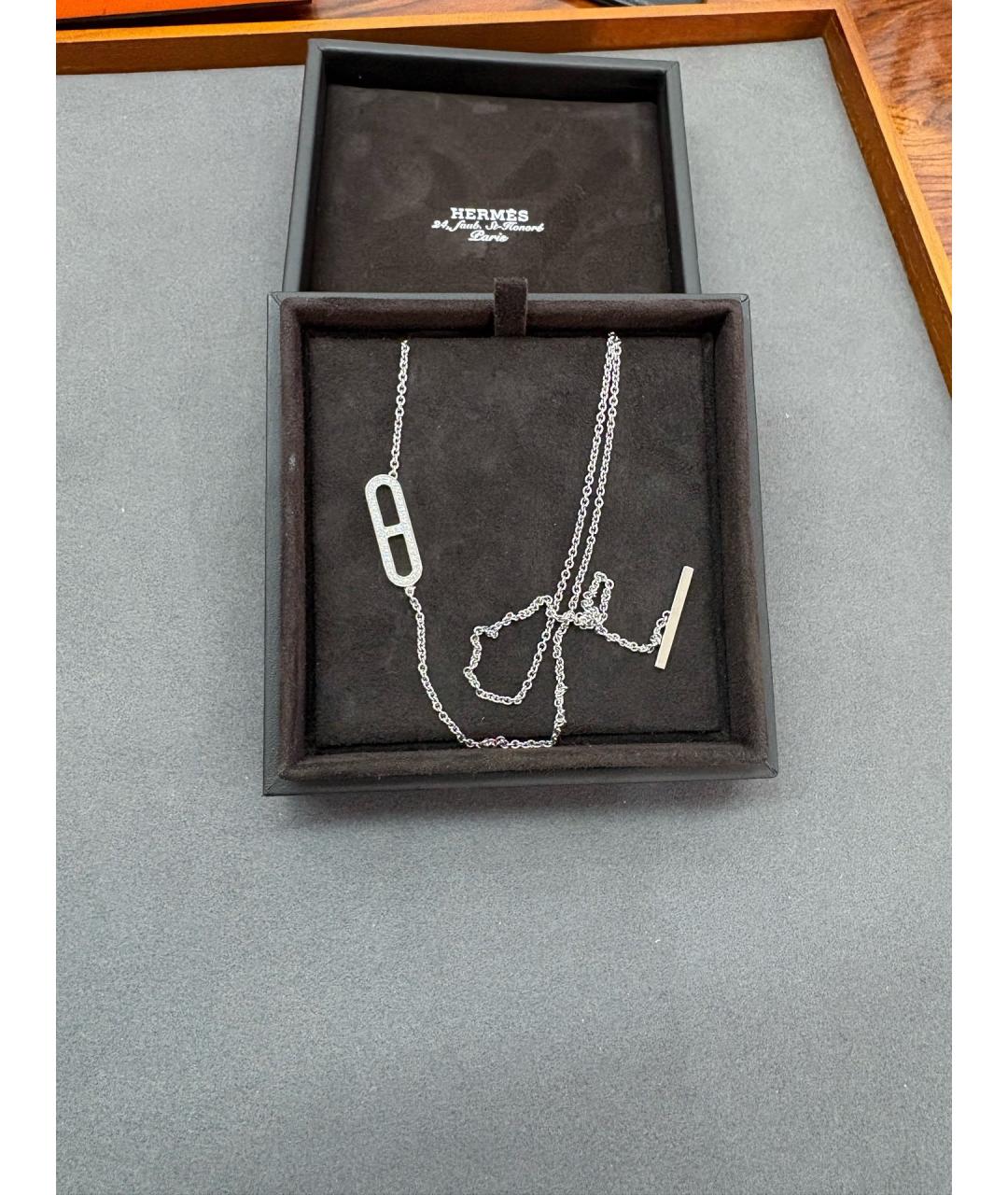 HERMES Серебряное колье из белого золота, фото 2