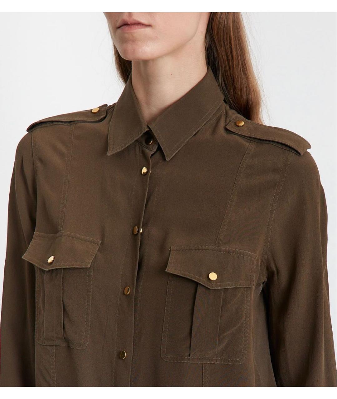 TOM FORD Хаки шелковая блузы, фото 4