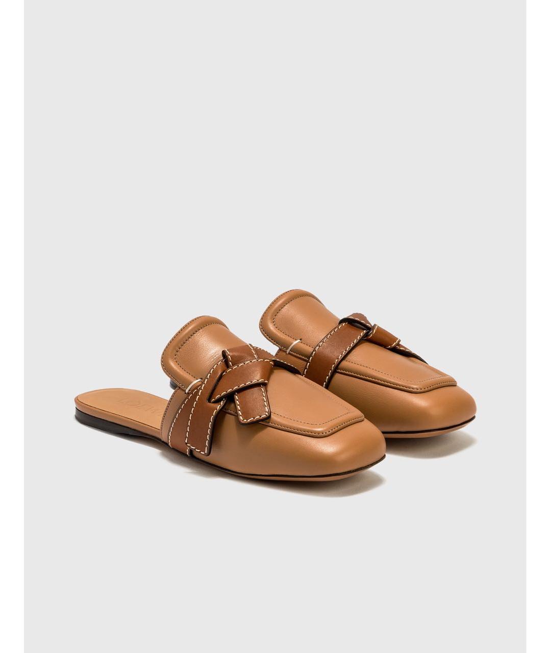LOEWE Коричневые кожаные мюли, фото 2