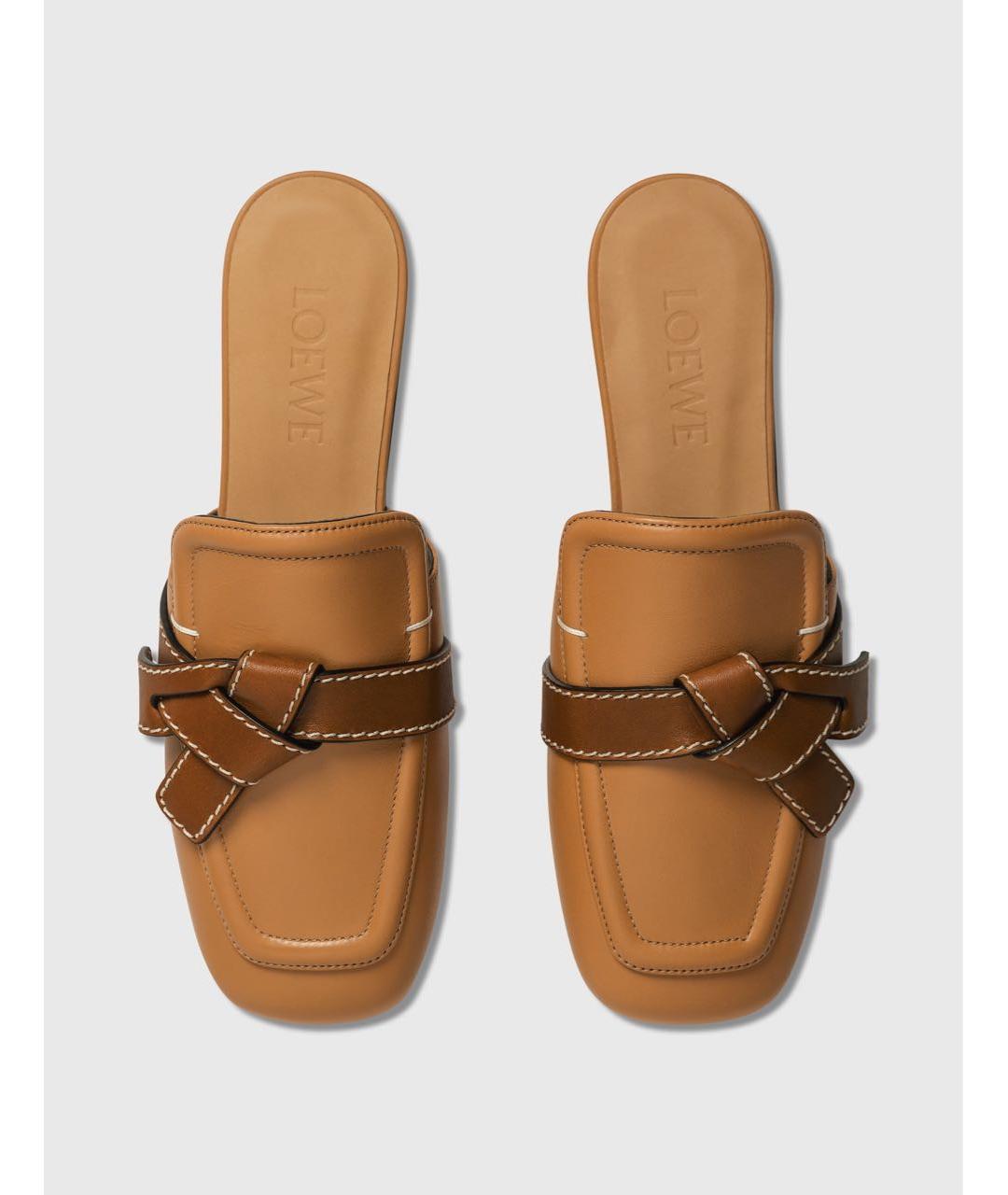 LOEWE Коричневые кожаные мюли, фото 3