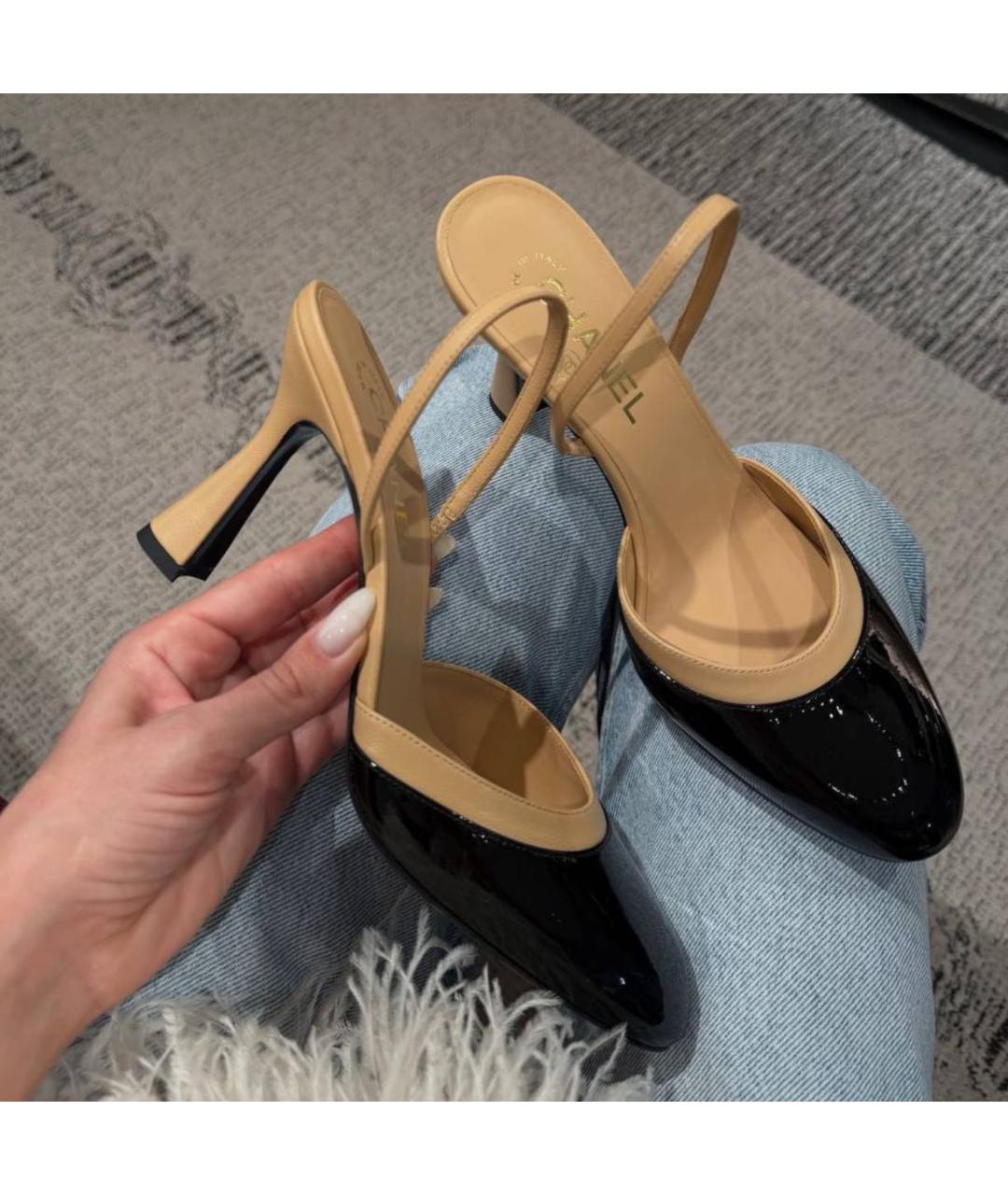CHANEL Бежевые кожаные туфли, фото 3