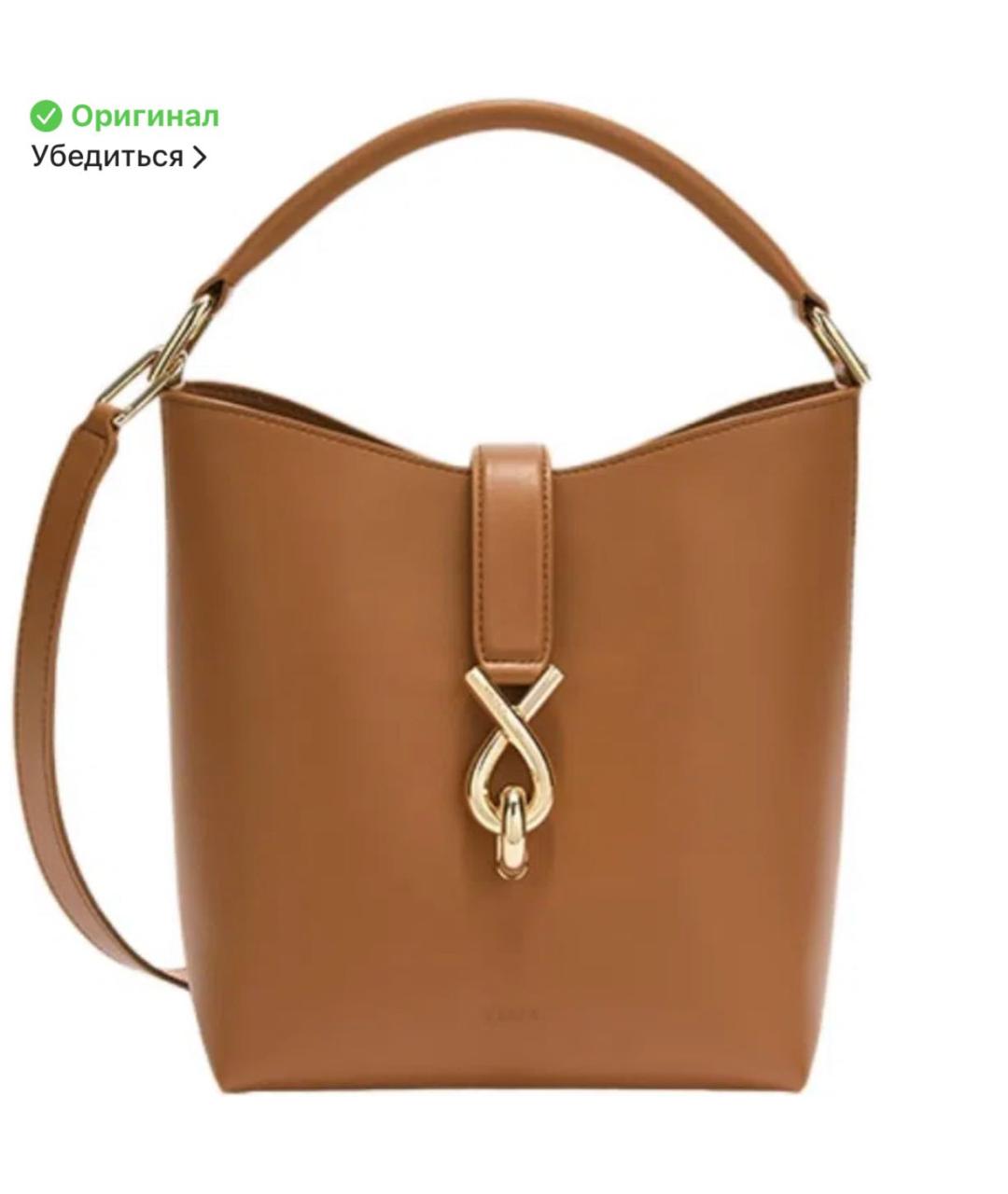 FURLA Коричневая кожаная сумка с короткими ручками, фото 9