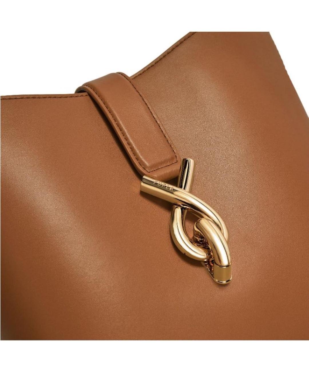 FURLA Коричневая кожаная сумка с короткими ручками, фото 4