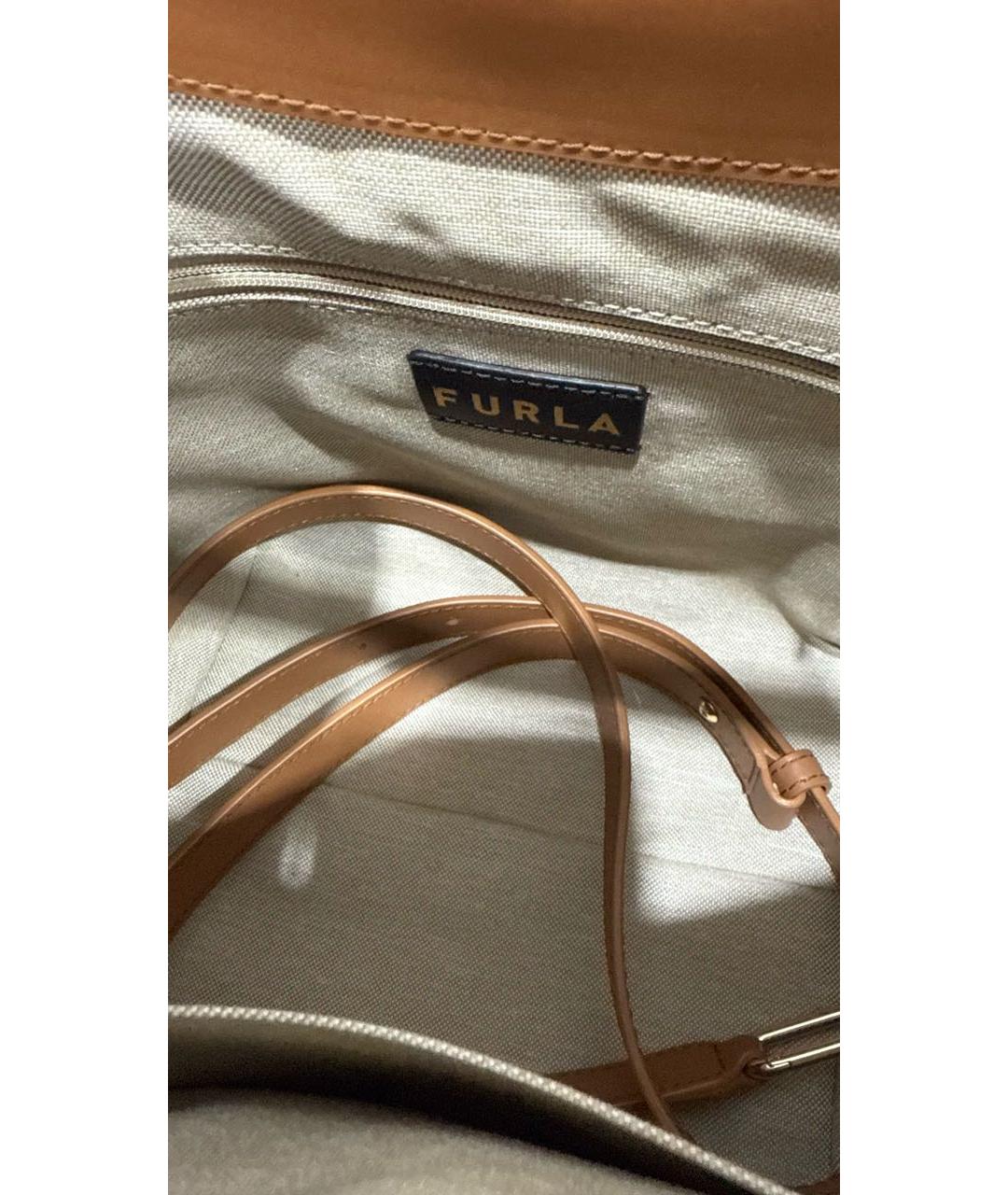 FURLA Коричневая кожаная сумка с короткими ручками, фото 7