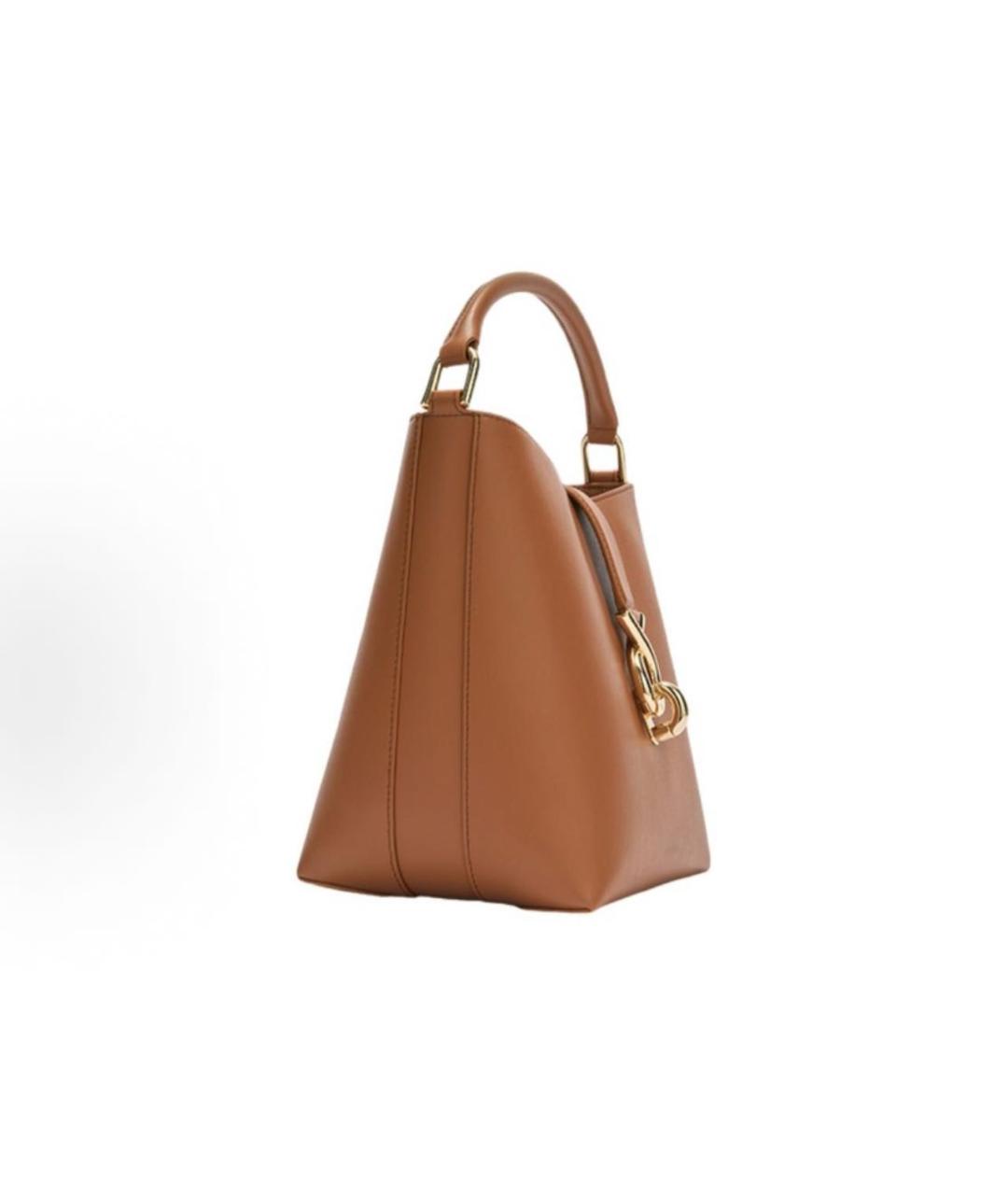 FURLA Коричневая кожаная сумка с короткими ручками, фото 2