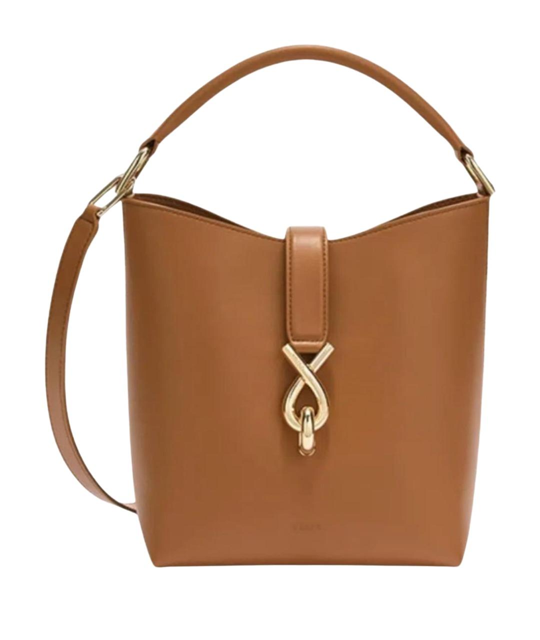 FURLA Коричневая кожаная сумка с короткими ручками, фото 1