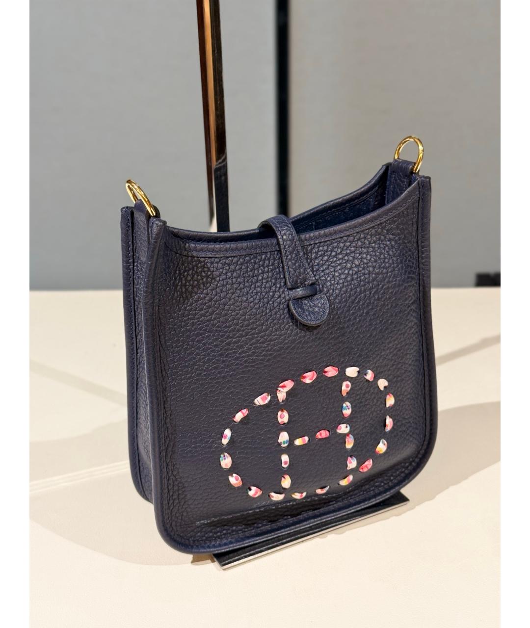 HERMES Синяя кожаная сумка через плечо, фото 4