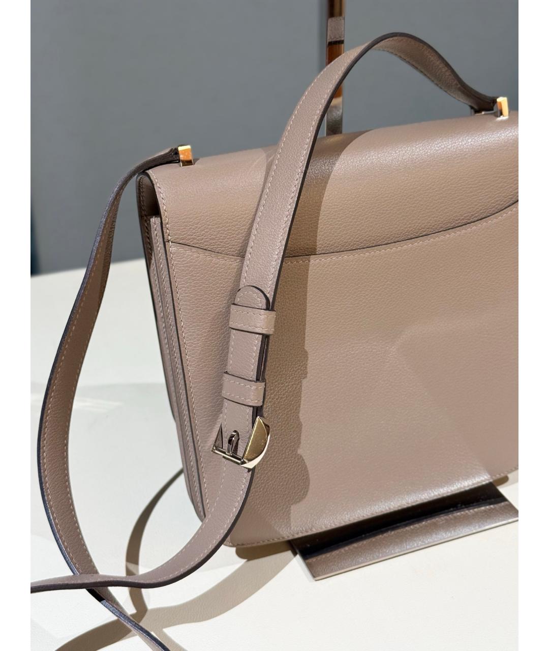 HERMES Серая кожаная сумка через плечо, фото 6