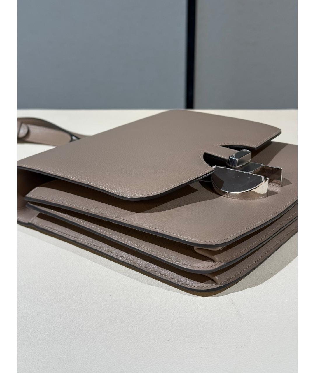 HERMES Серая кожаная сумка через плечо, фото 9