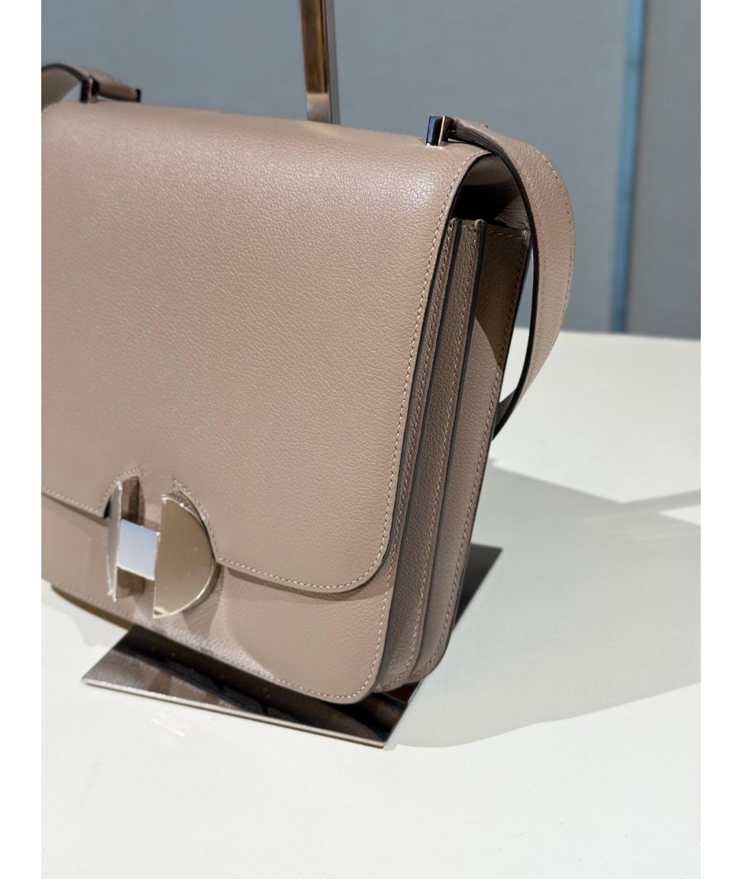 HERMES Серая кожаная сумка через плечо, фото 4