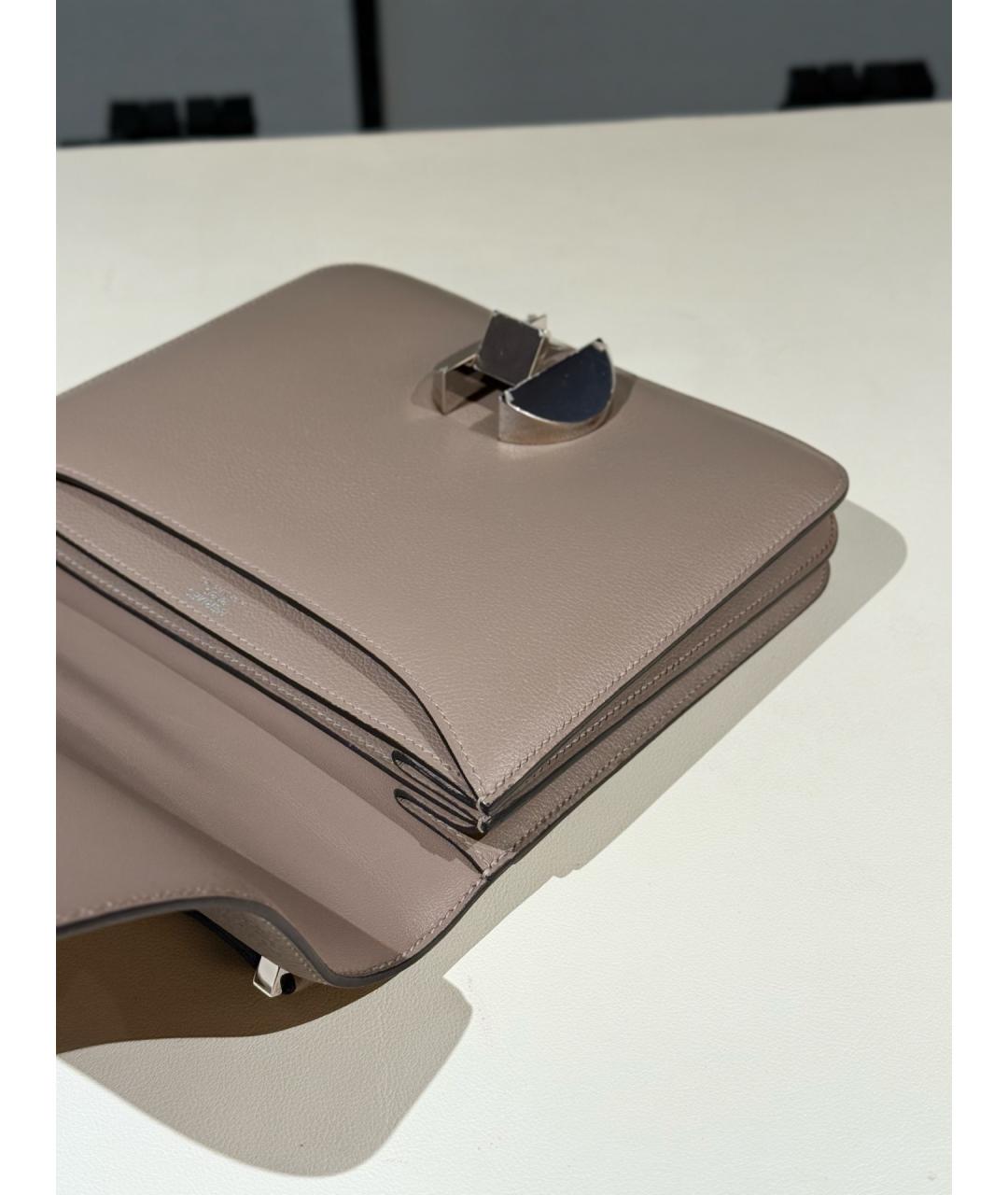 HERMES Серая кожаная сумка через плечо, фото 8