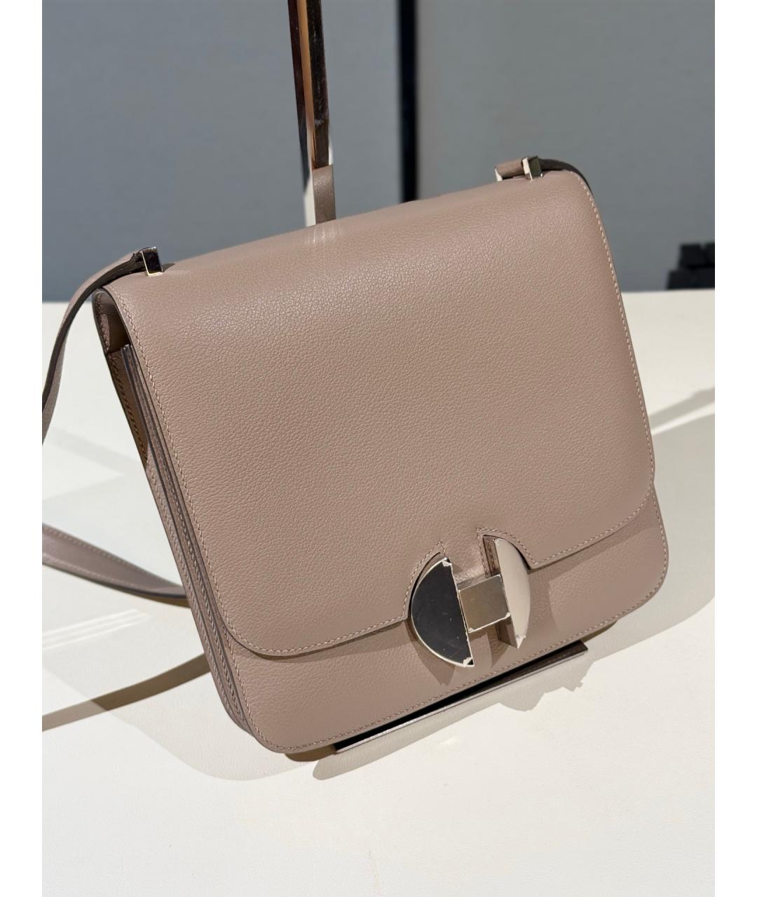 HERMES Серая кожаная сумка через плечо, фото 3