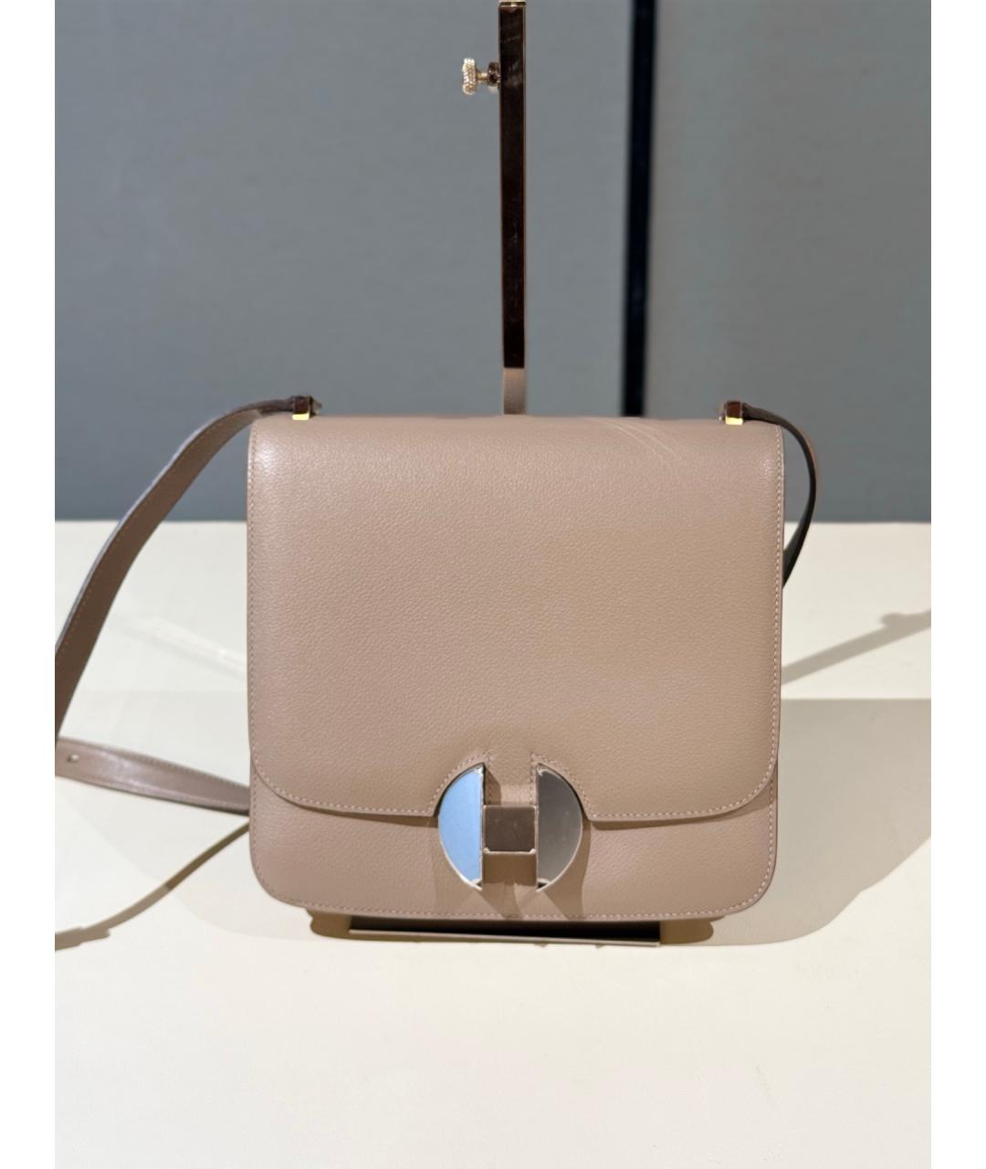 HERMES Серая кожаная сумка через плечо, фото 10