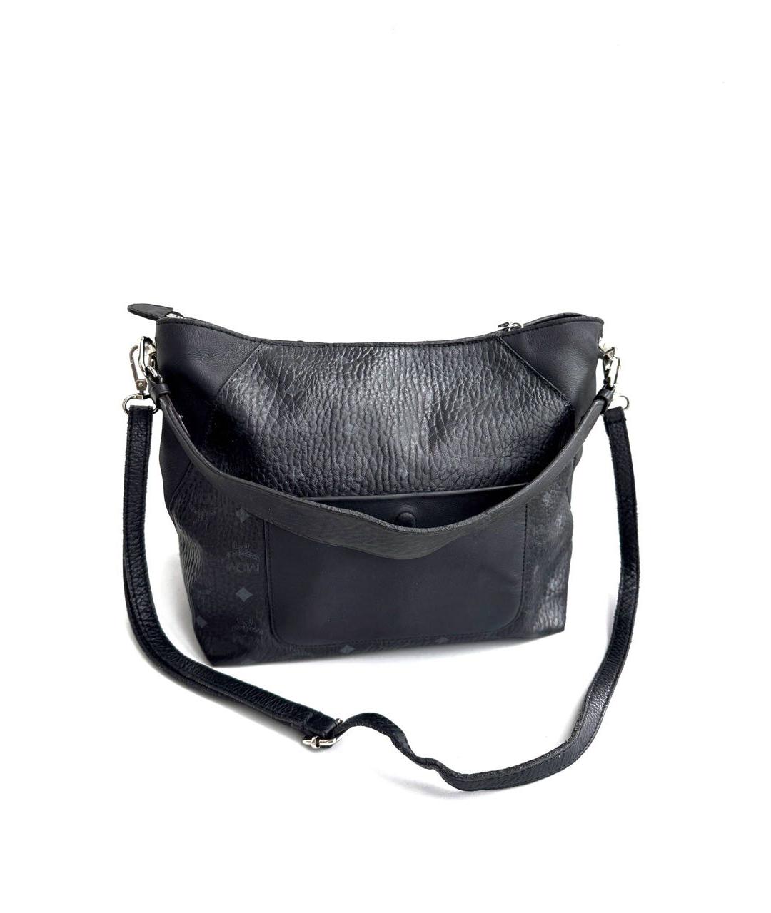 MCM Антрацитовая кожаная сумка через плечо, фото 5