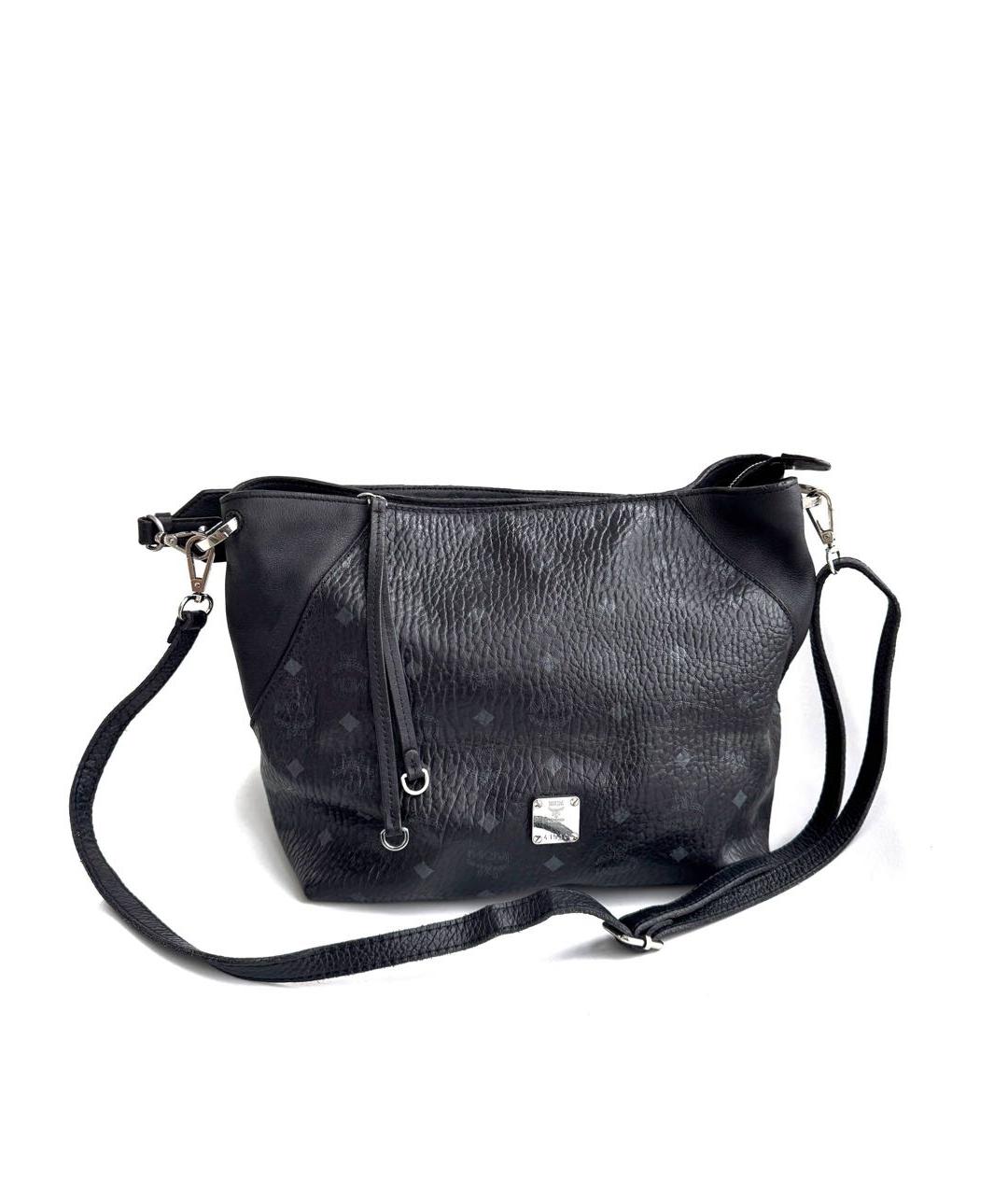 MCM Антрацитовая кожаная сумка через плечо, фото 8