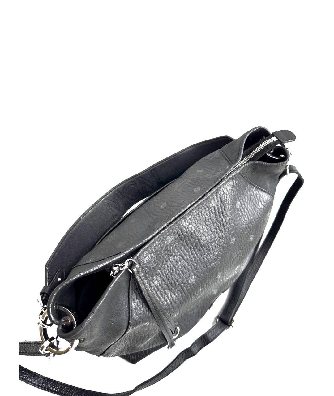 MCM Антрацитовая кожаная сумка через плечо, фото 6