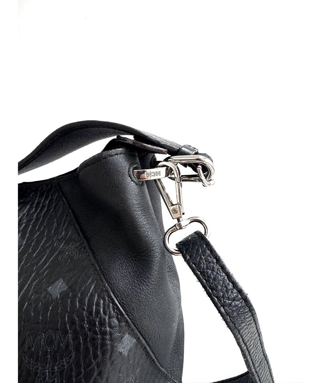 MCM Антрацитовая кожаная сумка через плечо, фото 4