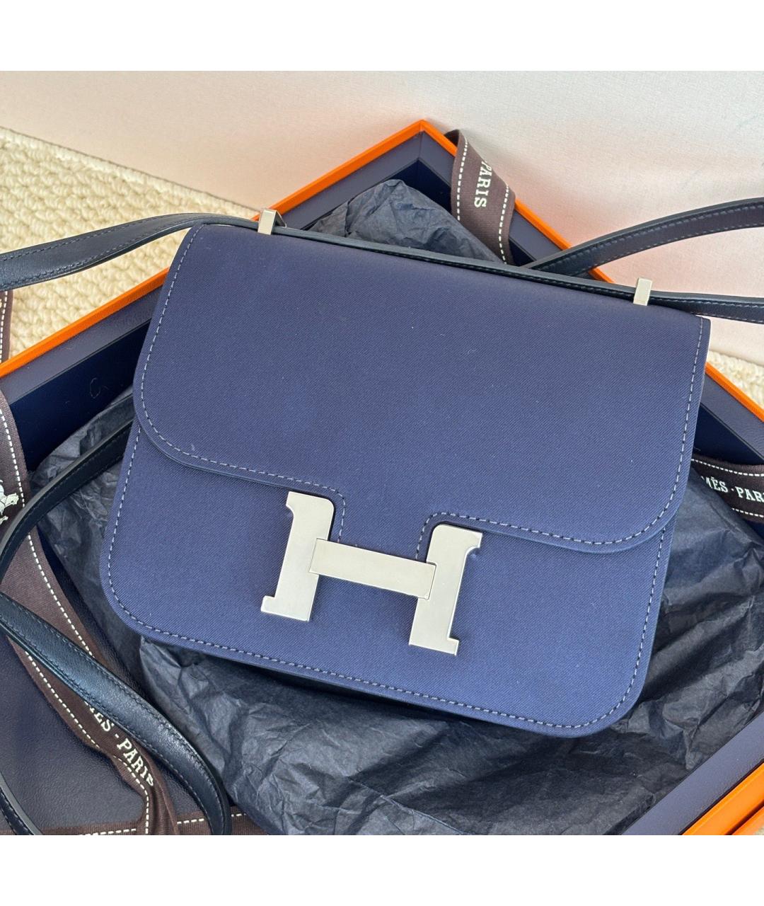 HERMES Синяя кожаная сумка через плечо, фото 3