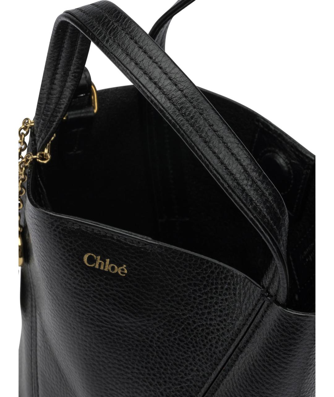 CHLOE Черная кожаная сумка тоут, фото 5
