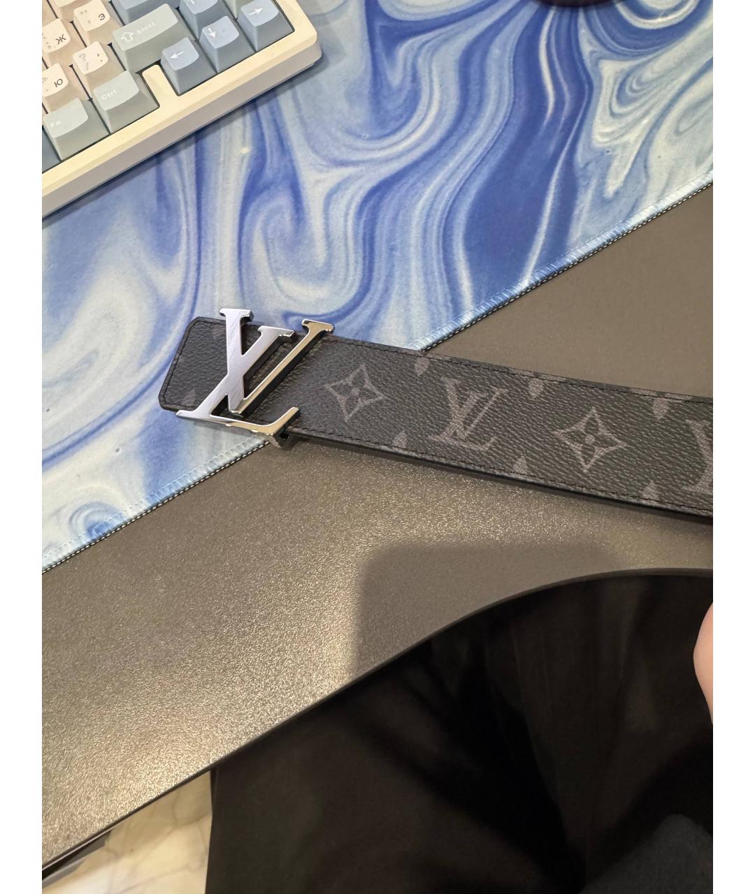 LOUIS VUITTON Серый кожаный ремень, фото 3