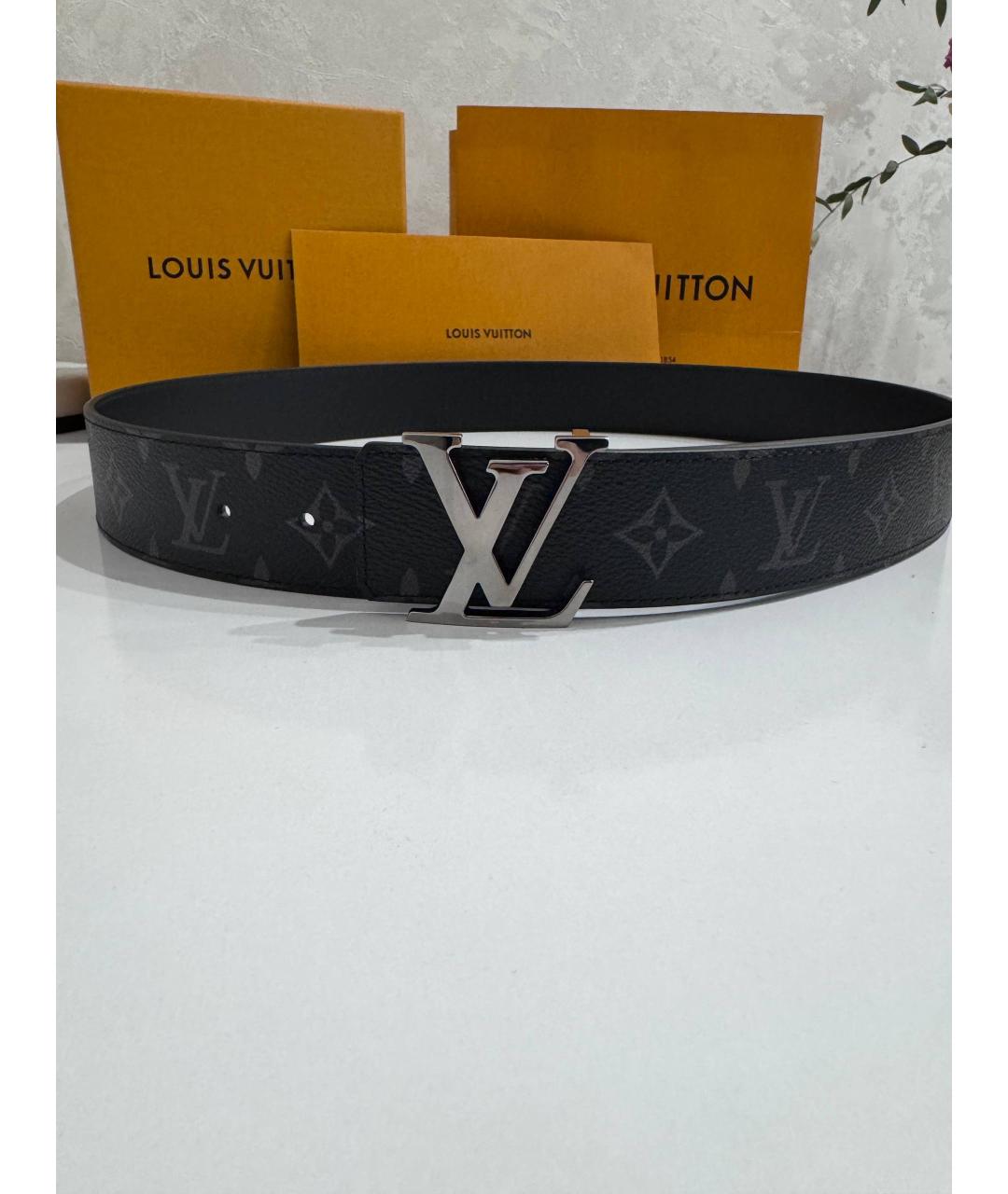 LOUIS VUITTON Серый кожаный ремень, фото 6
