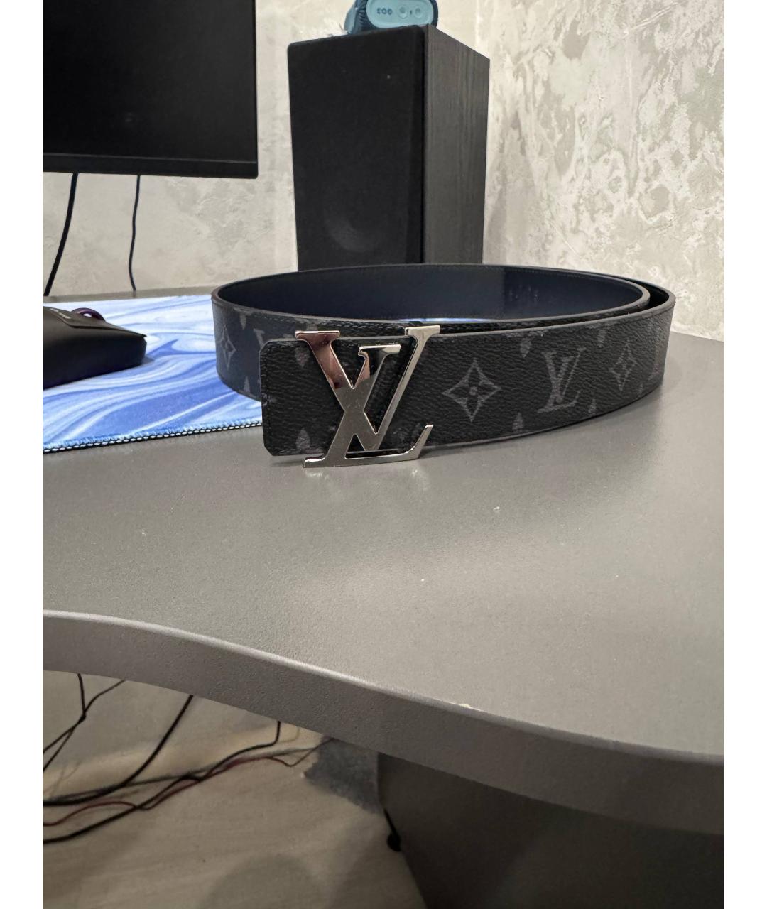 LOUIS VUITTON Серый кожаный ремень, фото 2