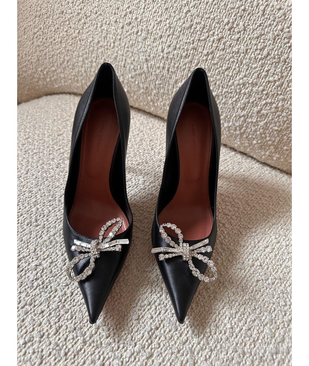 Amina Muaddi Черные кожаные туфли, фото 7