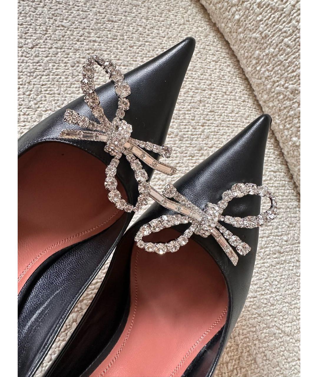 Amina Muaddi Черные кожаные туфли, фото 6