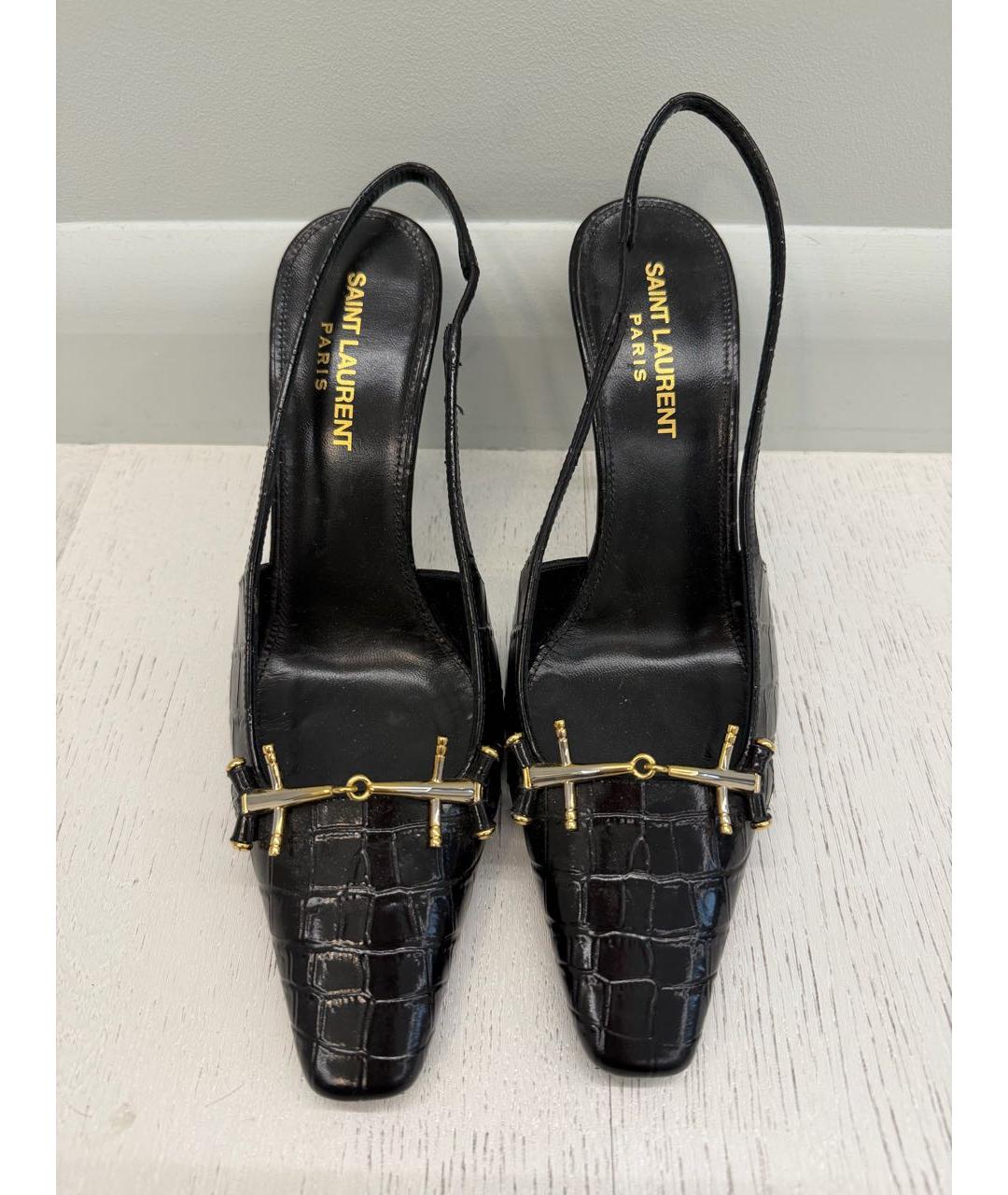 SAINT LAURENT Черные кожаные туфли, фото 2