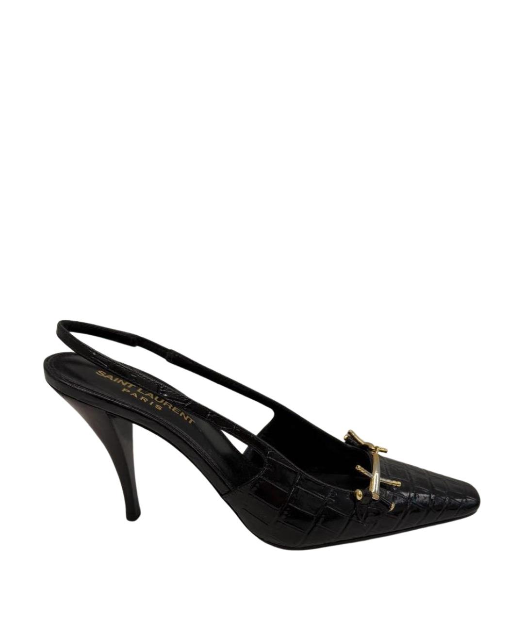 SAINT LAURENT Черные кожаные туфли, фото 1