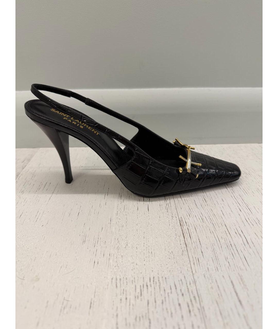 SAINT LAURENT Черные кожаные туфли, фото 6