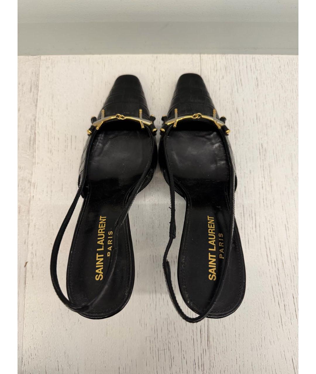 SAINT LAURENT Черные кожаные туфли, фото 3