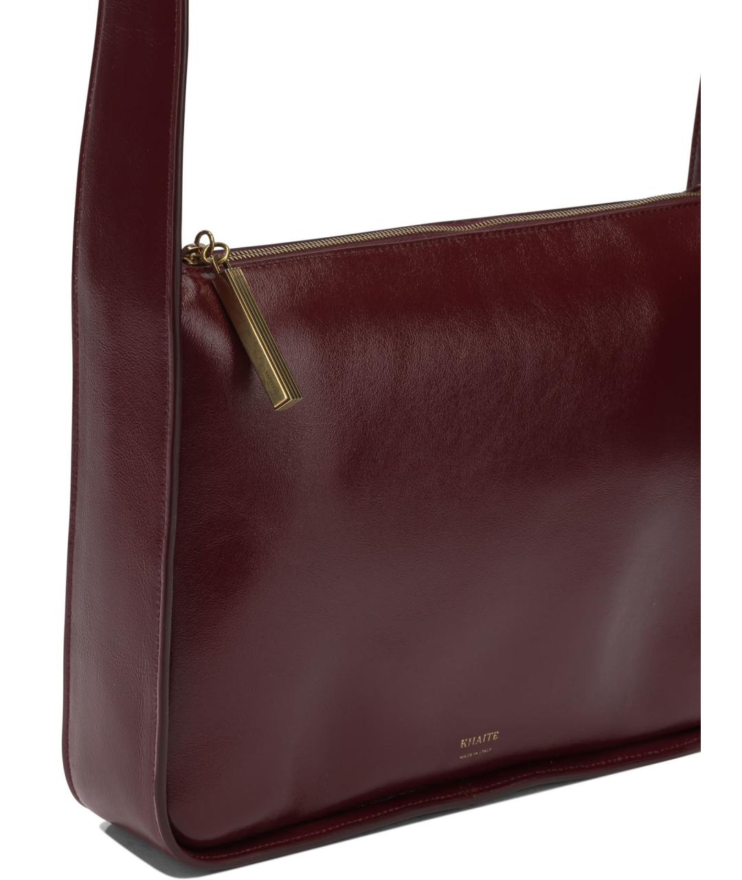 KHAITE Бордовая кожаная сумка через плечо, фото 4