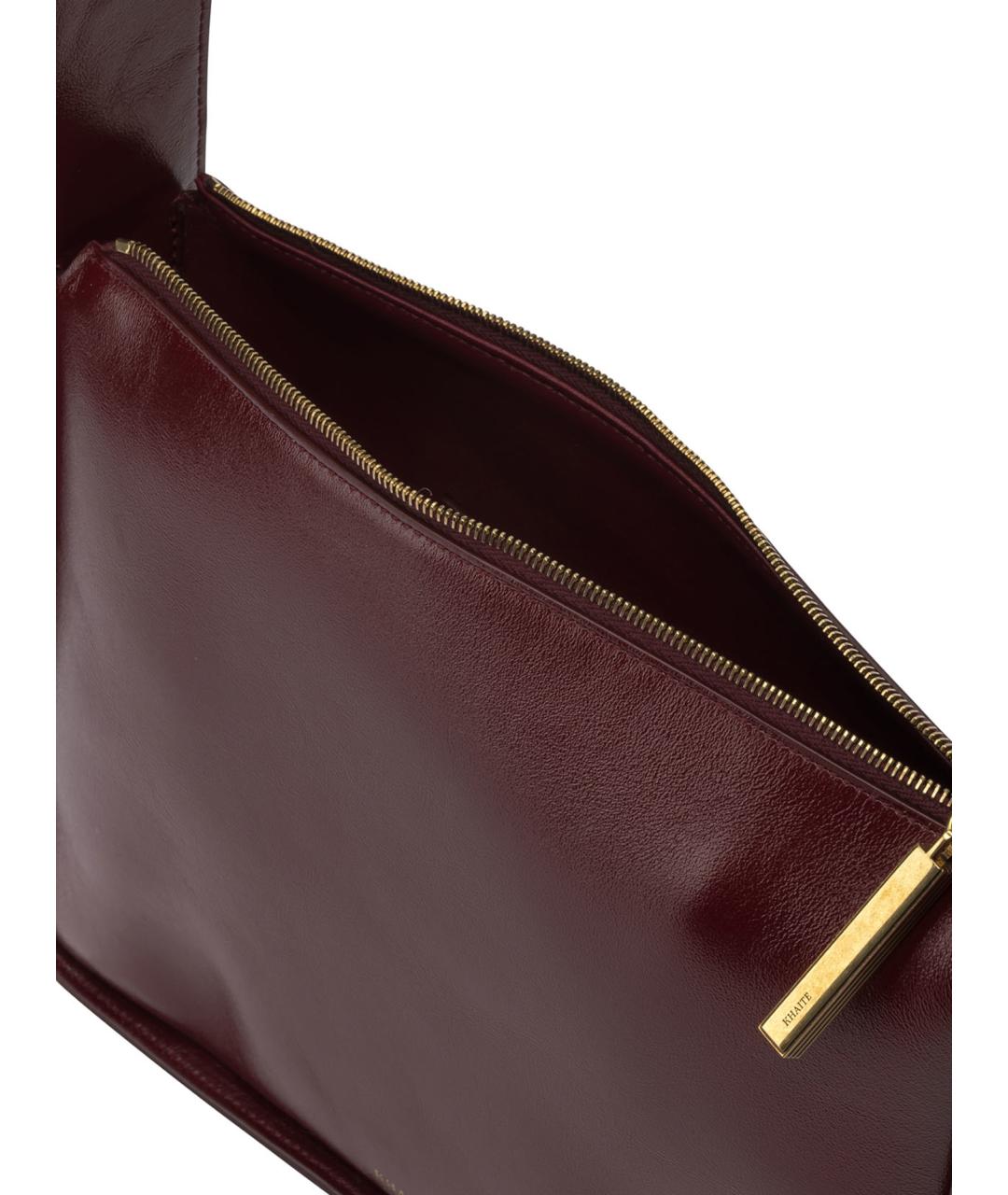 KHAITE Бордовая кожаная сумка через плечо, фото 5